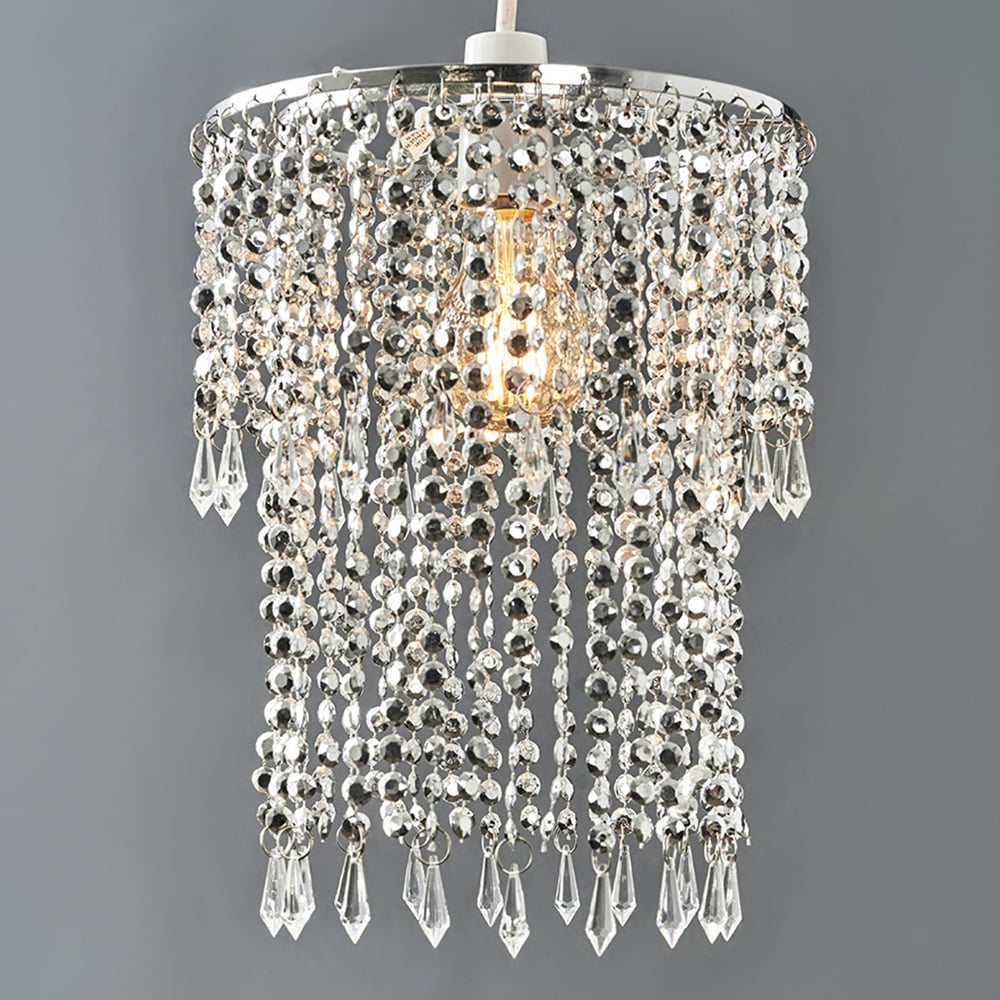ValueLights Beaded Chrome Droplet Pendant Shade Image 4