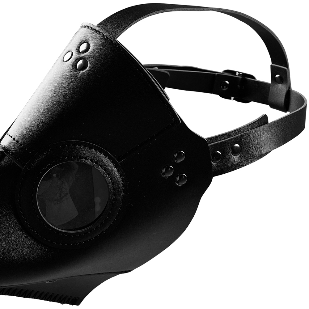 Living and Home Black PU Leather Halloween Cosplay Plague Doctor Mask Image 6