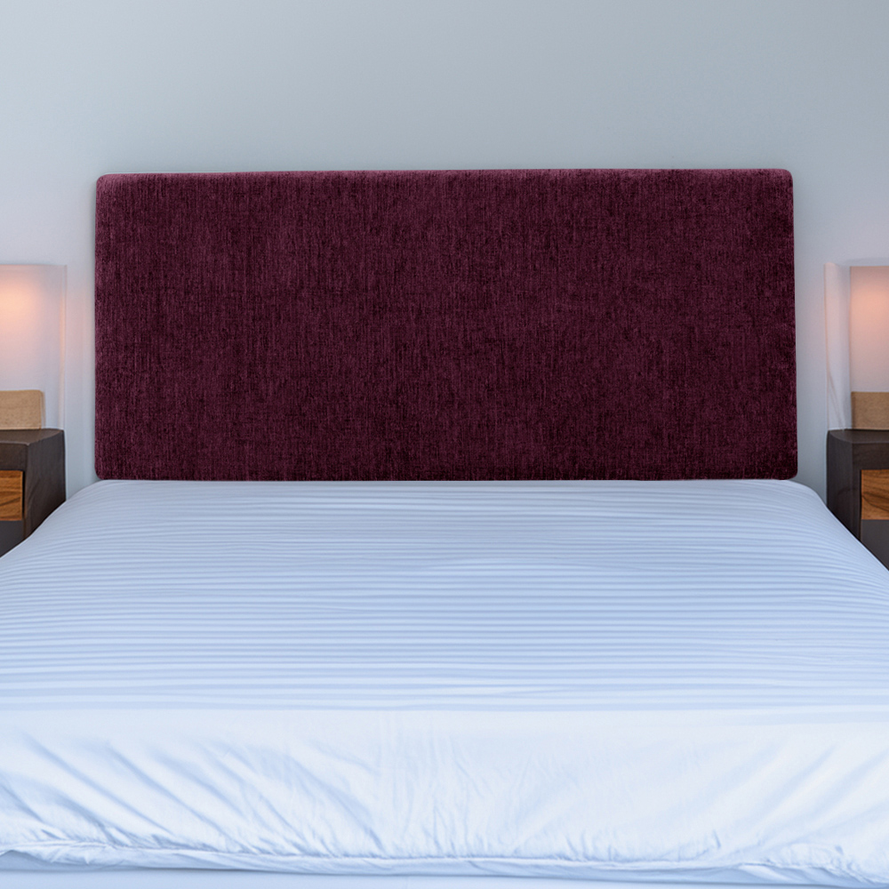 Bedmaster Valencia Small Double Aubergine Chenille Plain Headboard Image 1