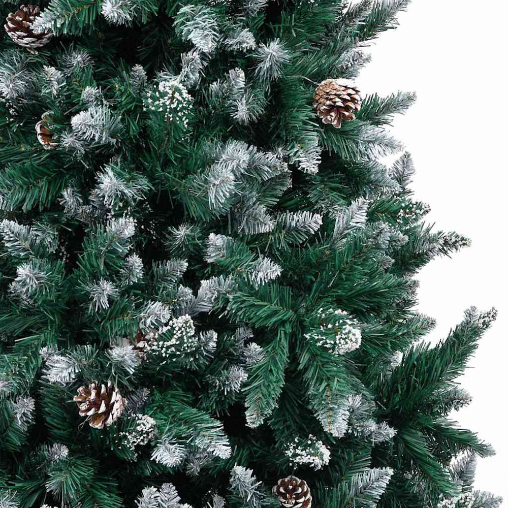 vidaXL Pre-Lit White Baubles Green Artificial Christmas Tree 7ft Image 7