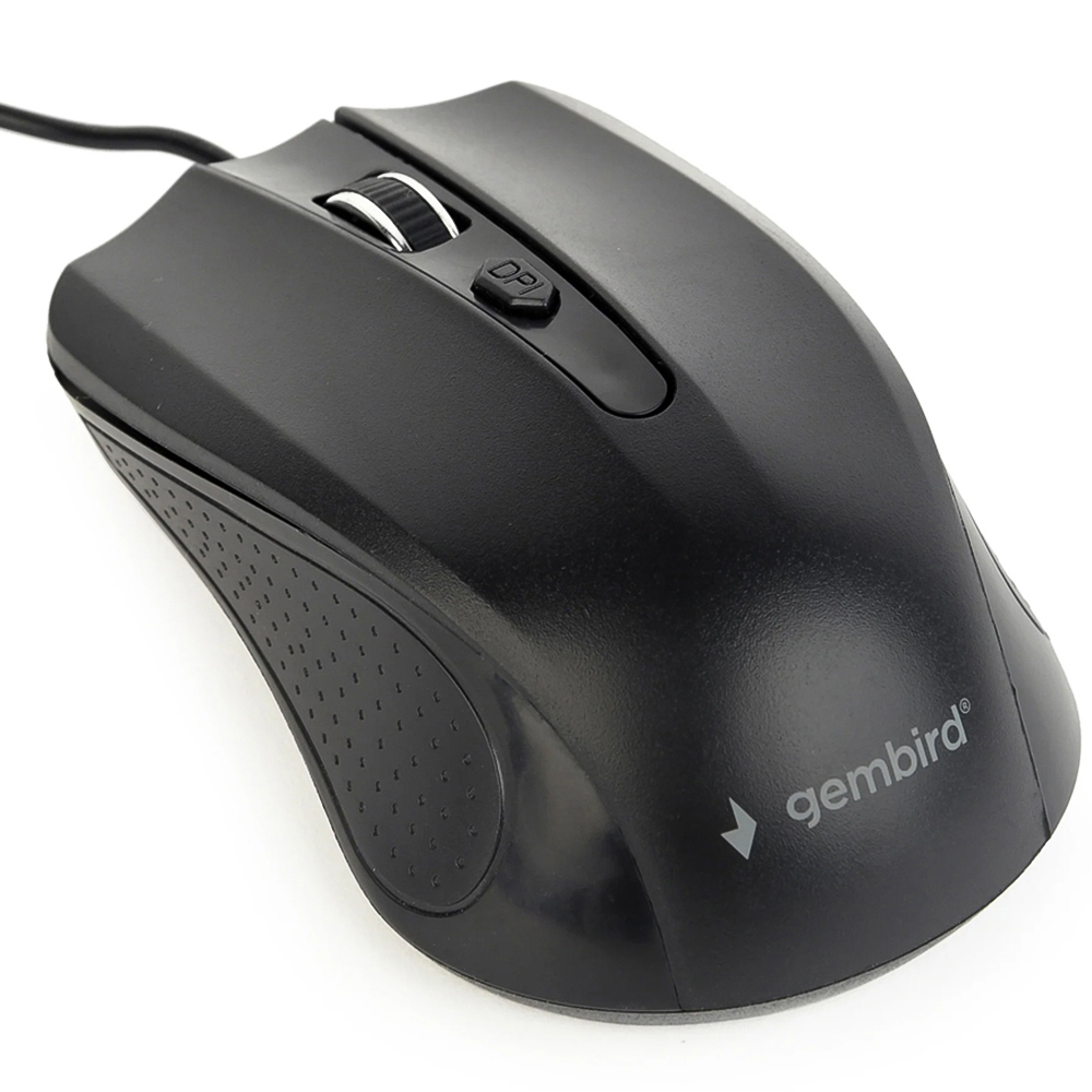 Gembird Black 4 Button 1200 DPI Wired Optical Computer Mouse Image 1