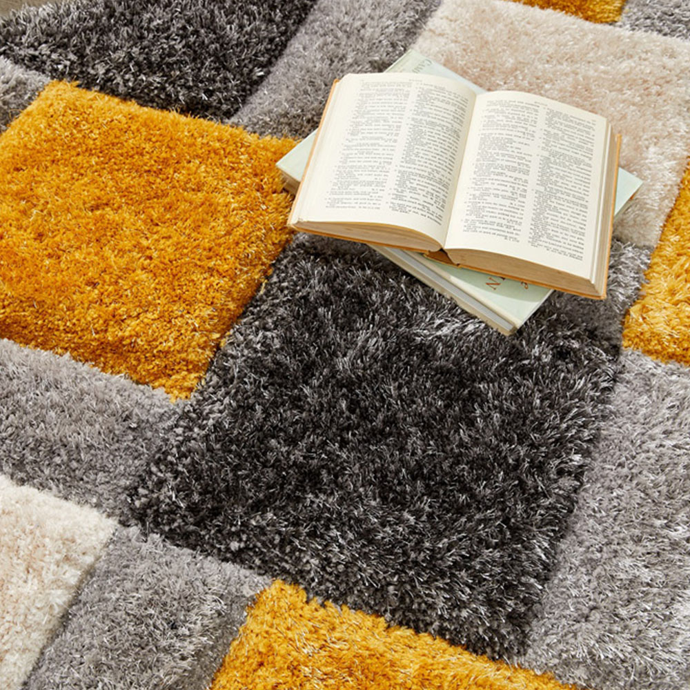 Origins Ochre 3D Geo Shaggy Carved Rug 80 x 150cm Image 3