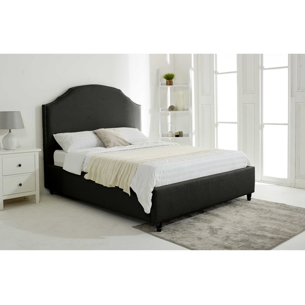 Eleganza Sareen Super King Size Black Plush Velvet Bed Frame with Curved Headboard Image 3