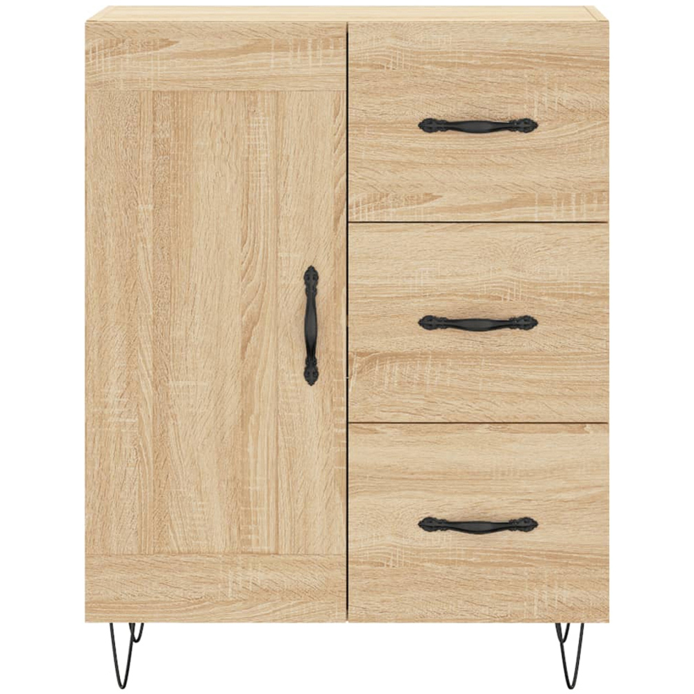 vidaXL Single Door 3 Drawer 3 Shelf Sonoma Oak Highboard with Metal Legs Image 8