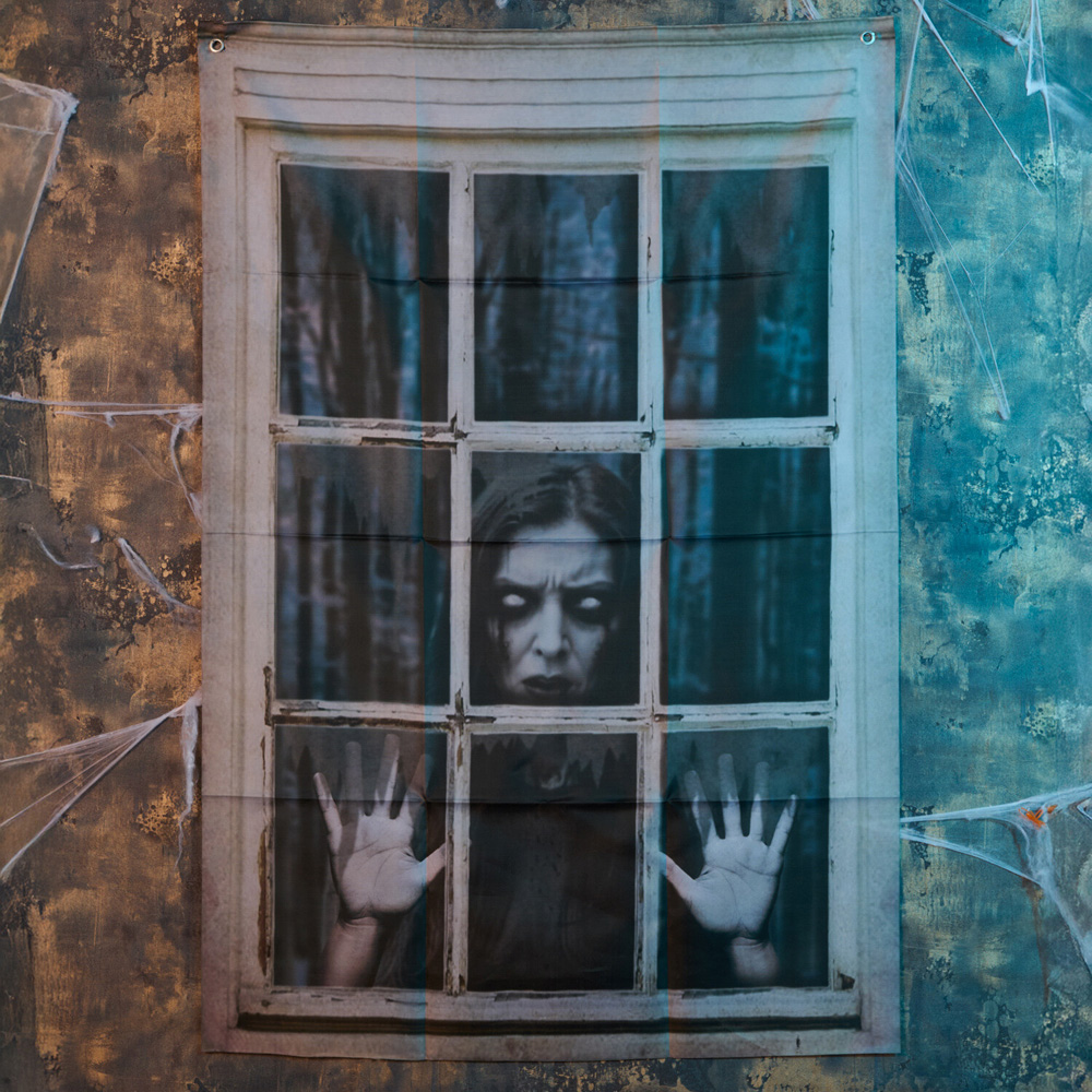 Creepy Girl Window Curtain Image 2