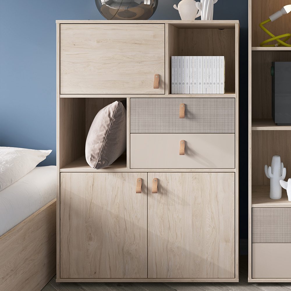 Florence Denim 3 Doors 2 Drawers Light Walnut Cashmere Cabinet Image 1