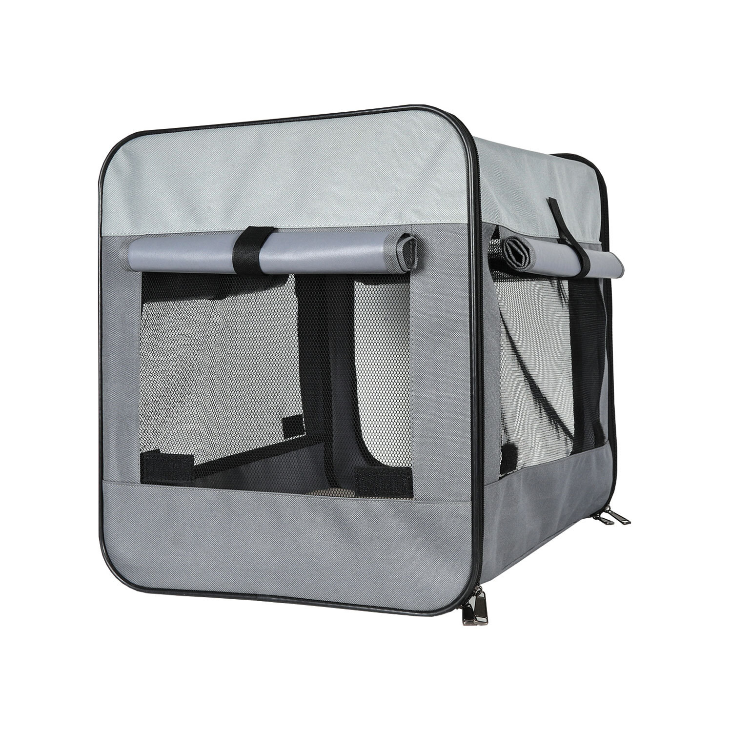Soft Portable Pet Kennel Grey L Image 4
