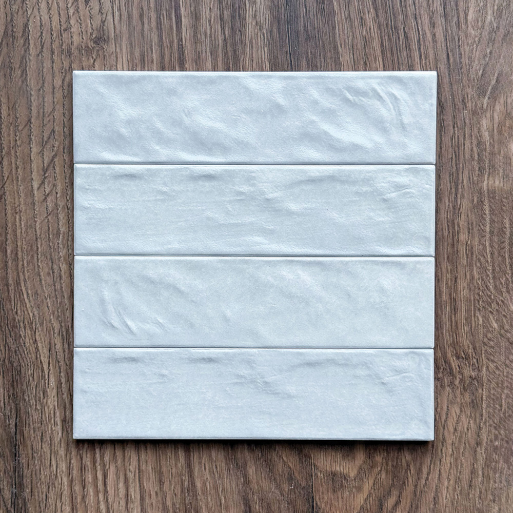 Top Ceramics Matt White Satin Pearl Shimmer Bumpy Metro Ceramic Wall Tile 260 x 65mm Image 1