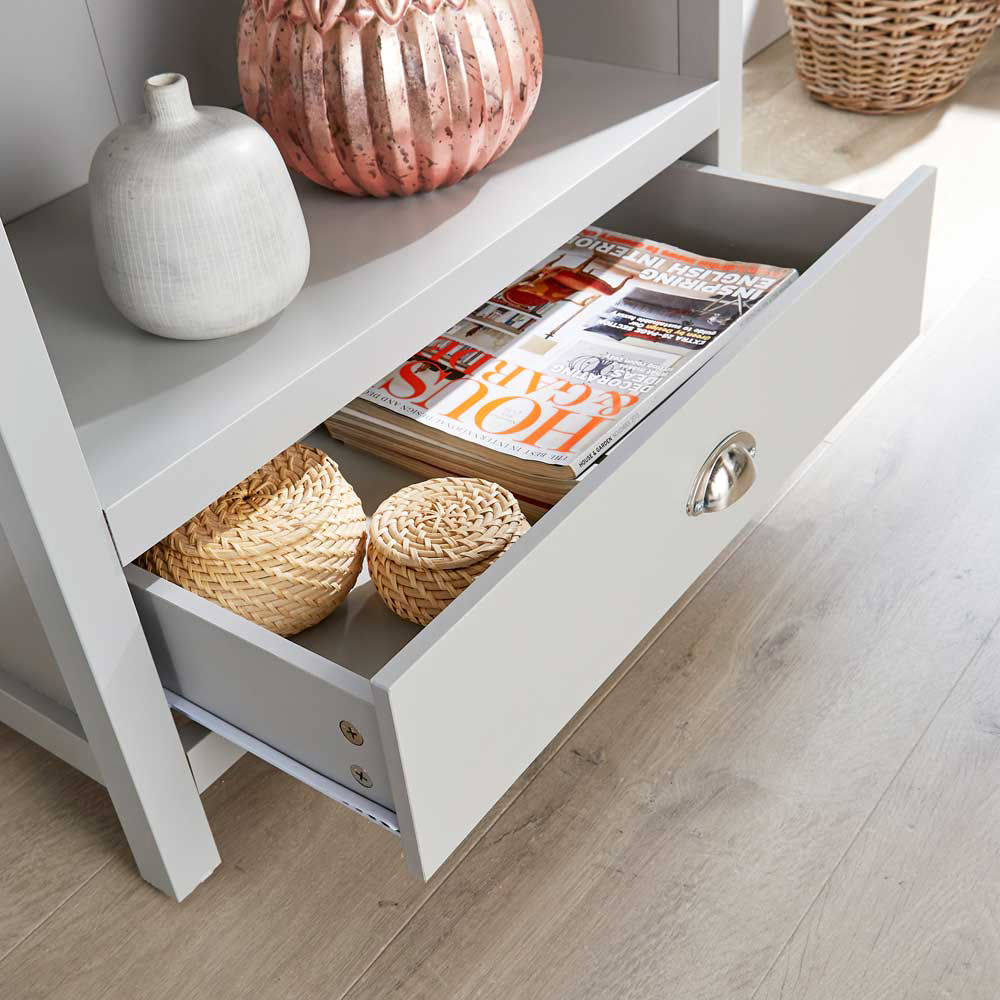 Home Source Avon Single Drawer 4 Shelf Grey Bookcase Image 3