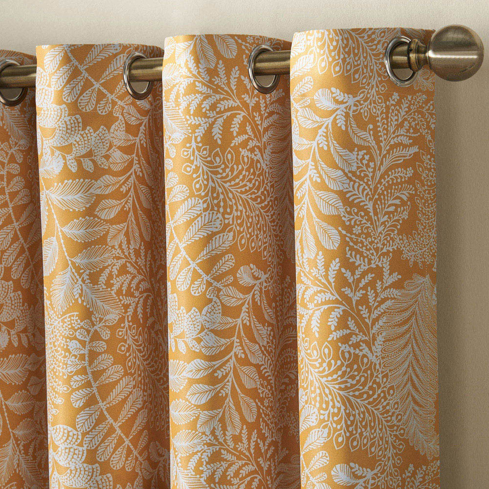 Alan Symonds Fern Ochre Blackout Ring Top Eyelet Curtains 111 x 137cm Image 3