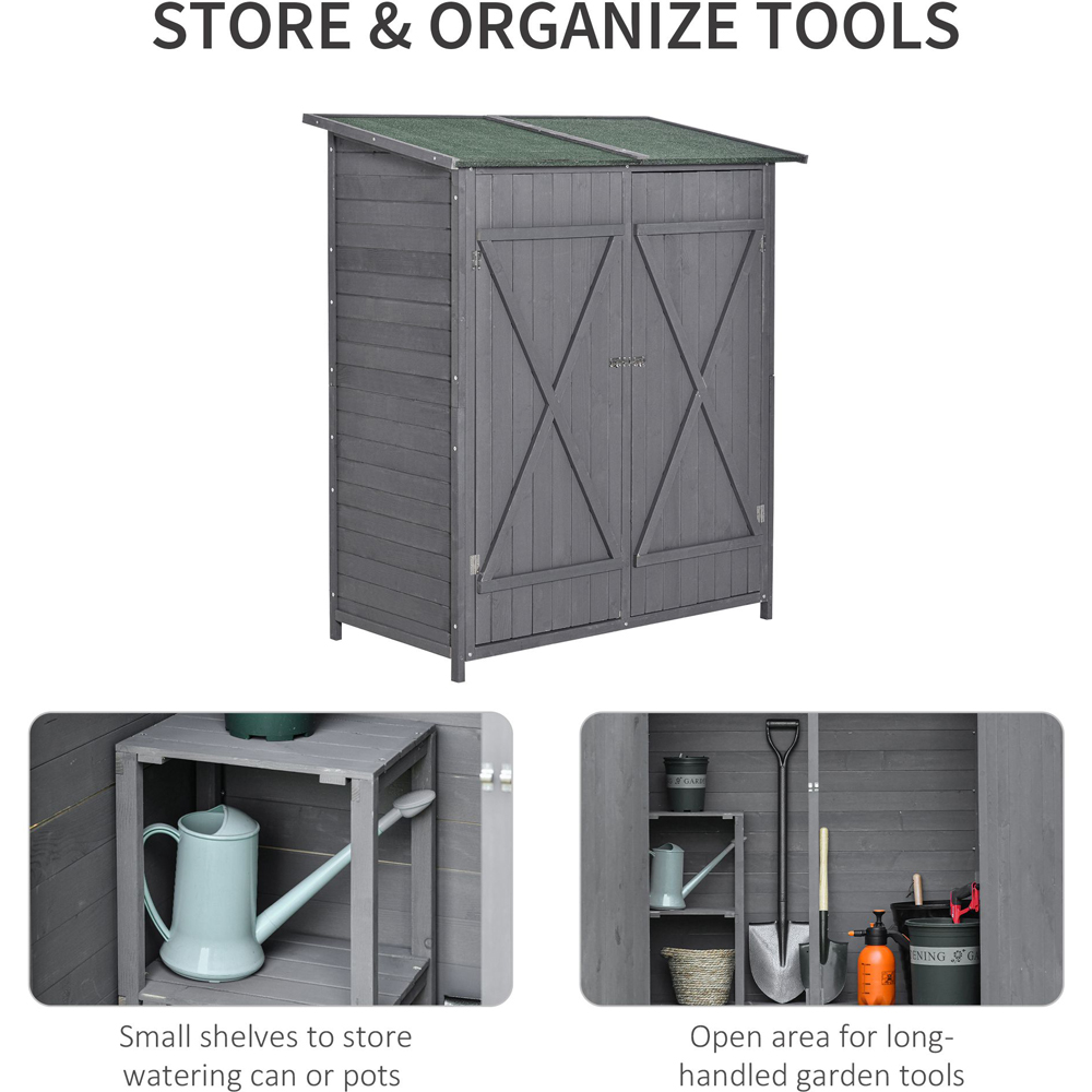 Outsunny 4.6 x 2.5ft Dark Grey Wooden Garden Shed Image 7