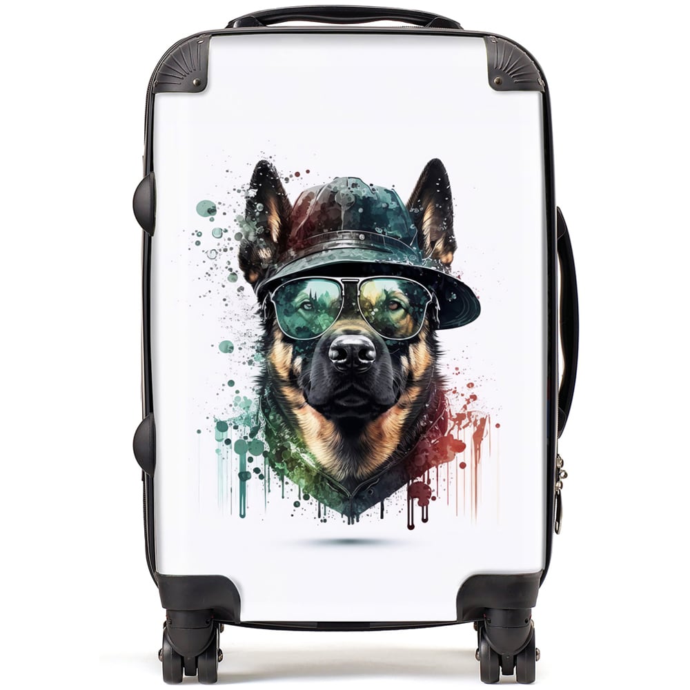 Warren Reed Designer Cabin Splashart German Shepherd Suitcase Image 1
