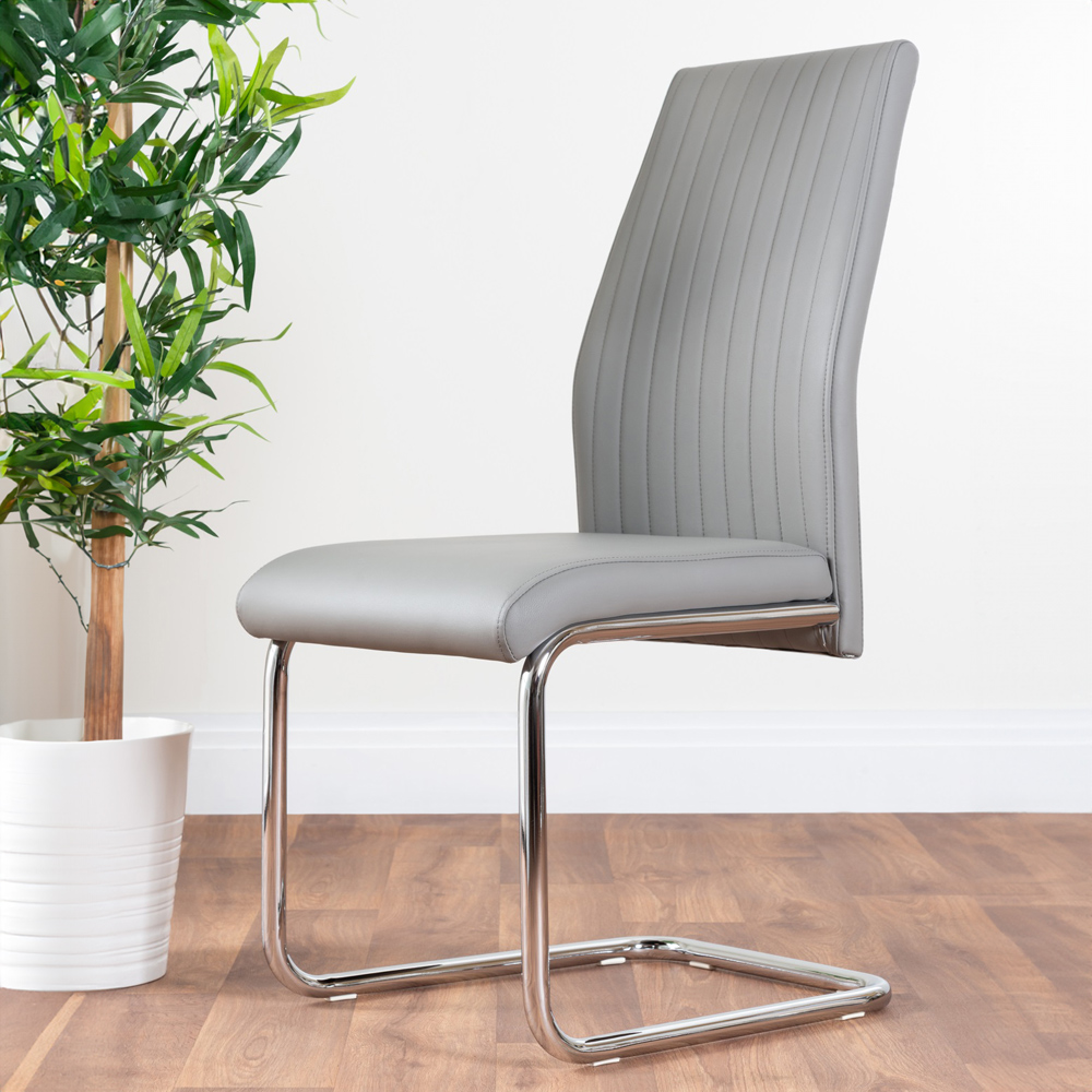 Furniturebox Elissa Fontana Marble Effect 2 Seater Round Dining Set White Grey and Chrome Image 3