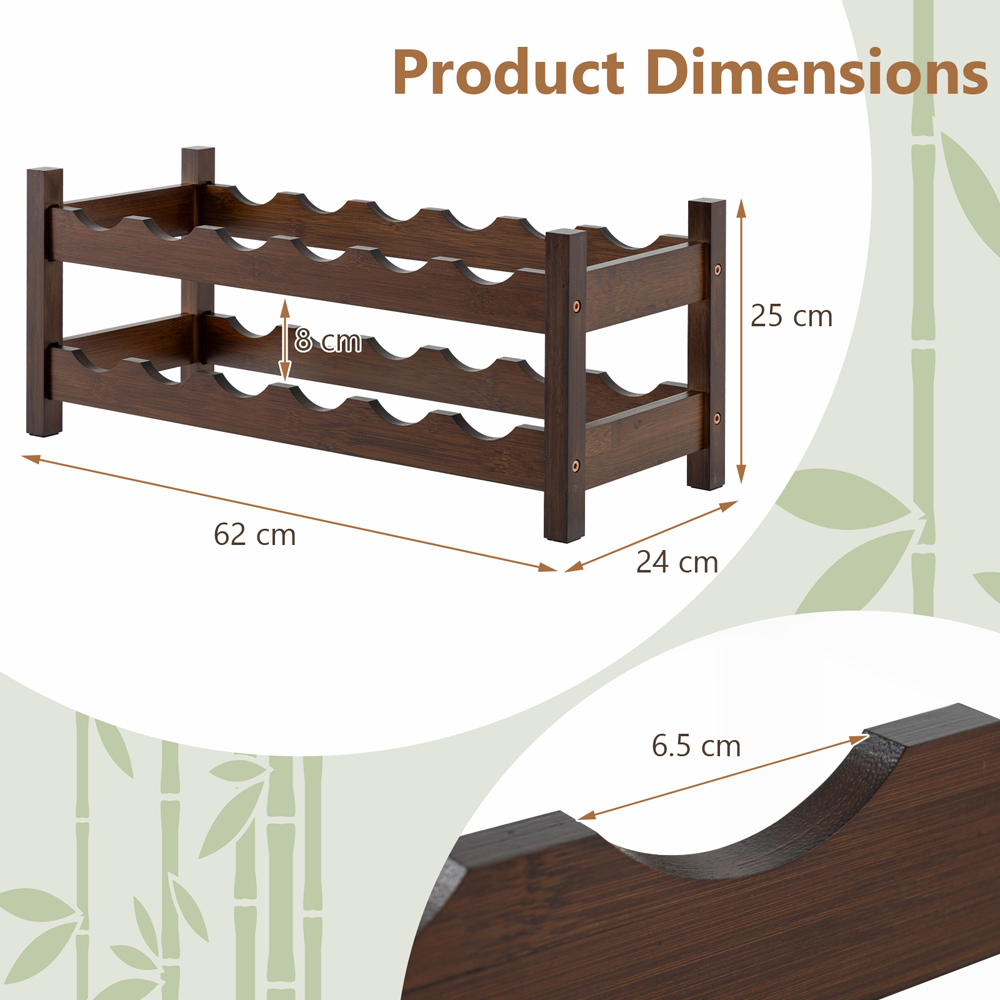 Costway 2 Shelf 12 Bottle Coffee Wine Rack Image 9