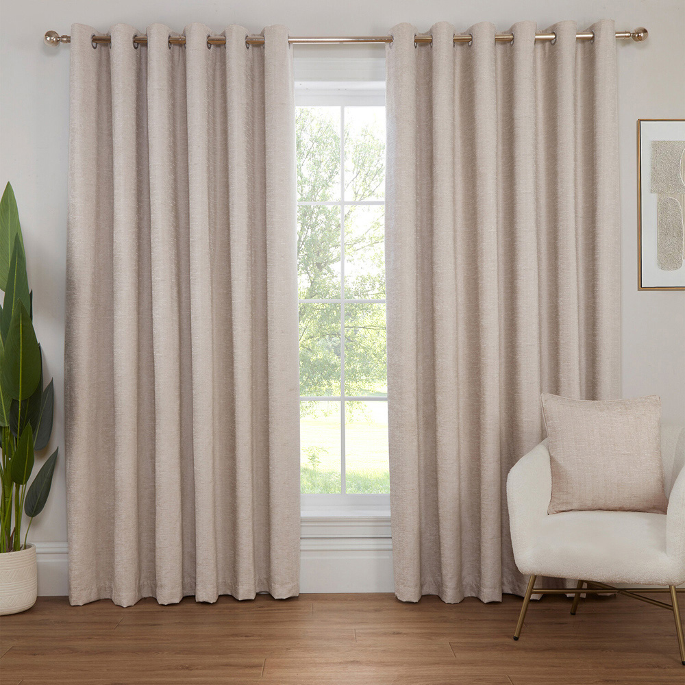 Delphine Chenille Blackout Curtain Ivory 168cm x 137cm Image 1