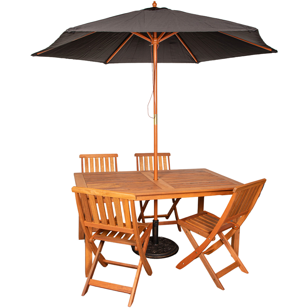 Samuel Alexander 4 Seater Patio Dining Set Natural with Black Parasol and Base Image 2