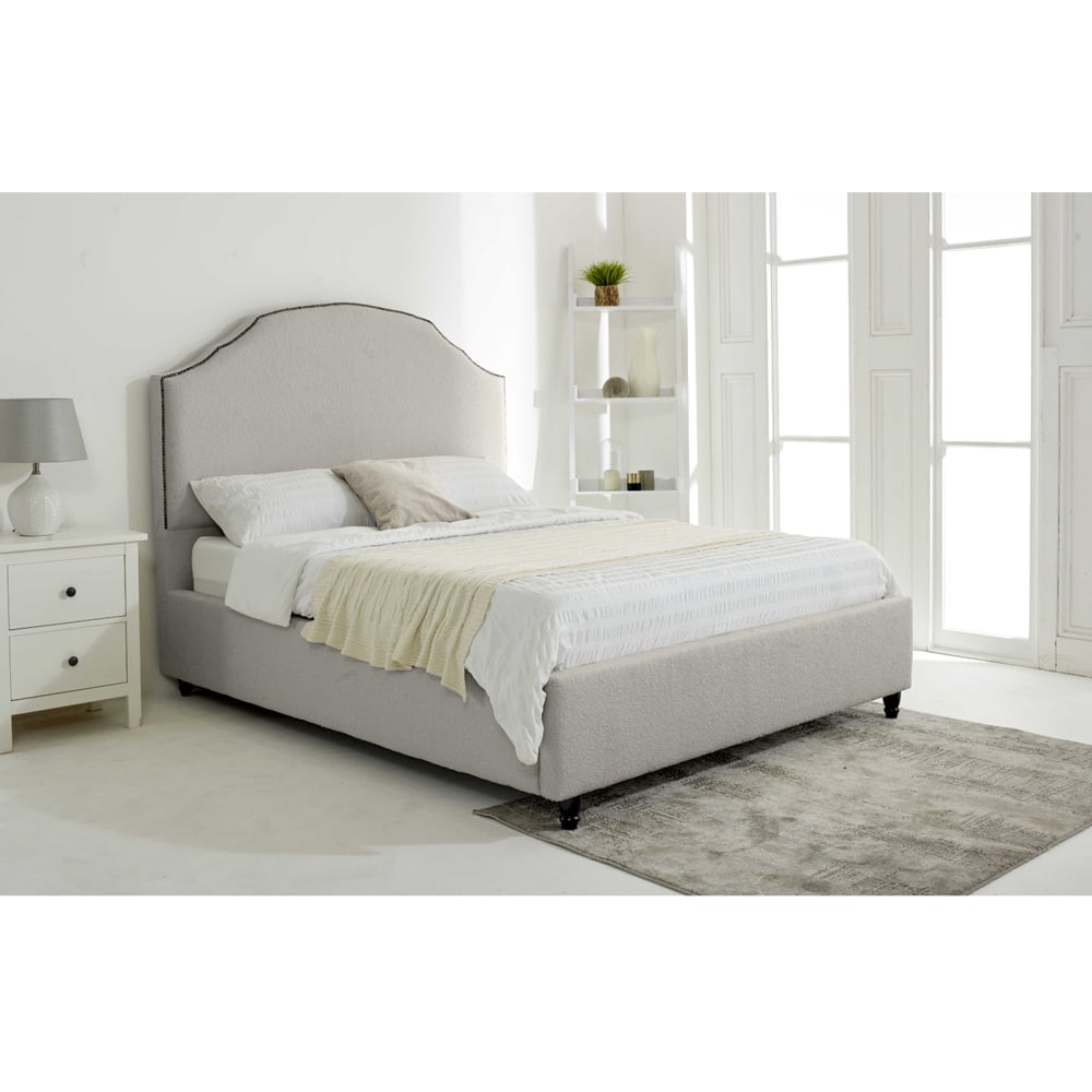 Eleganza Sareen Single Silver Plush Velvet Bed Frame with Curved Headboard Image 3