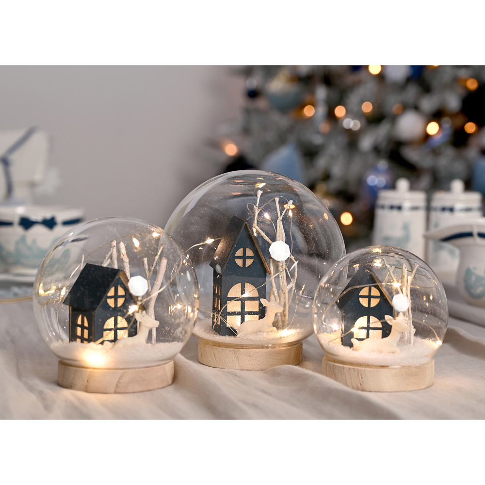 The Seasonal Gift Co Turtle Dove LED Dome House Christmas Decoration 12cm Image 2
