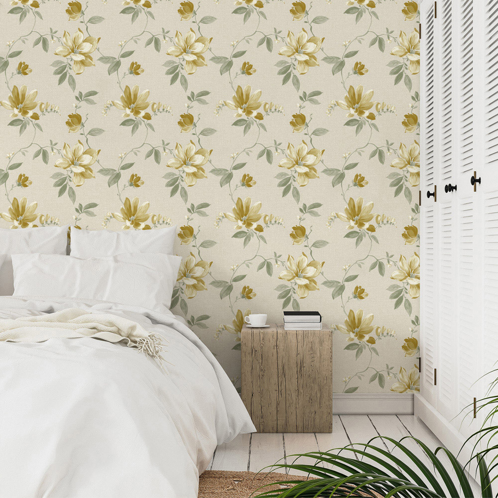 Grandeco Adeline Yellow Wallpaper Image 2