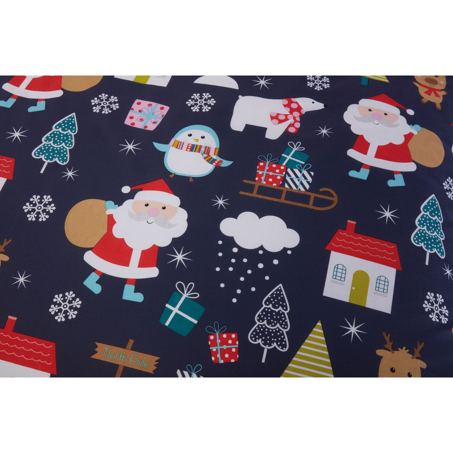 Santa and Friends Duvet Cover and Pillowcase Set - Navy Image 5