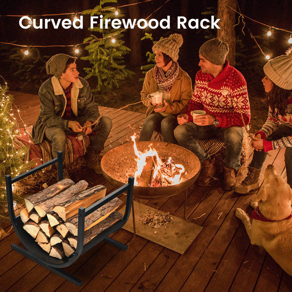 Costway U-Shaped Patio Firewood Rack with Handles Image 4