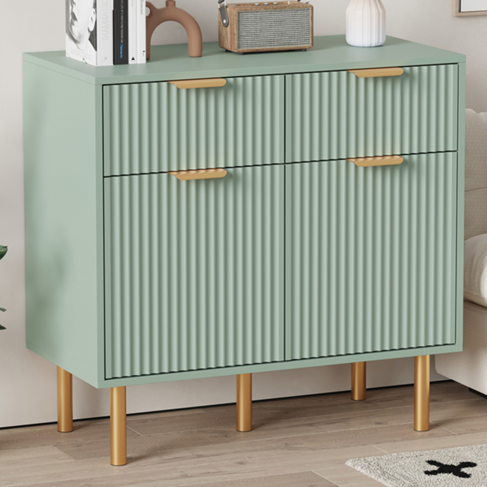 FurnitureHMD 2 Door 2 Drawer Green Wave Pattern Sideboard Image 1