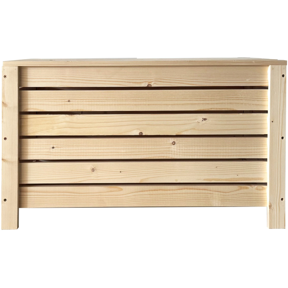 Core Products Natural Pre-Sanded Solid Pine Slatted Wide Storage Box with Lid Image 7