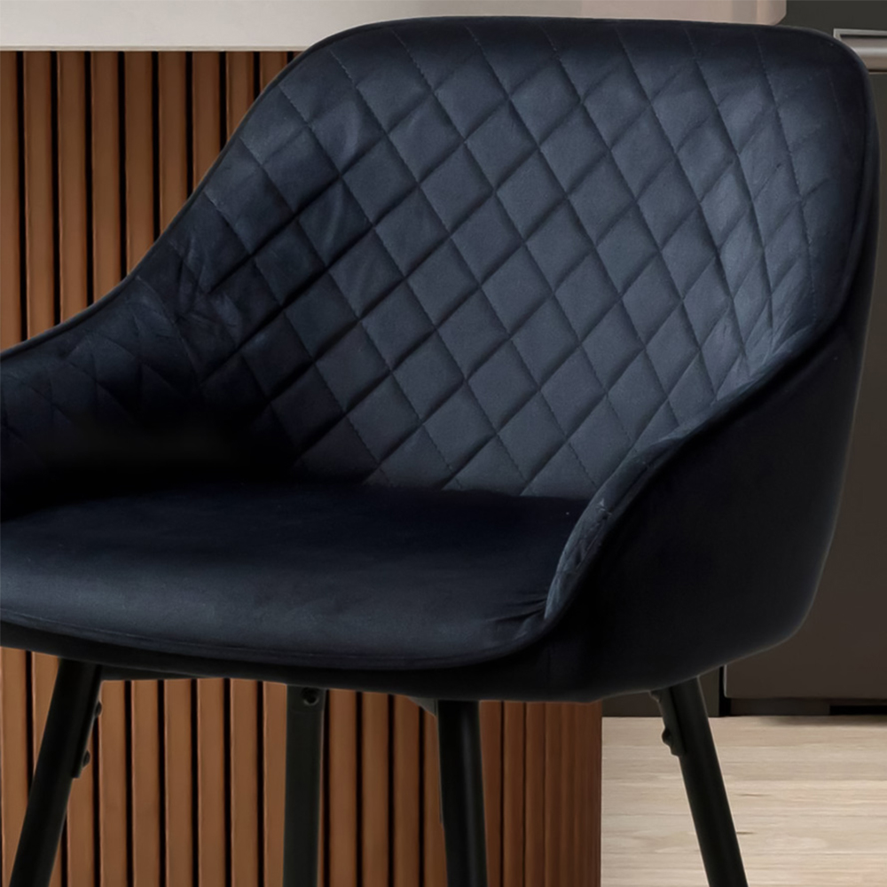 Savanna Black Brushed Velvet Bar Stool Set of 2 Image 2