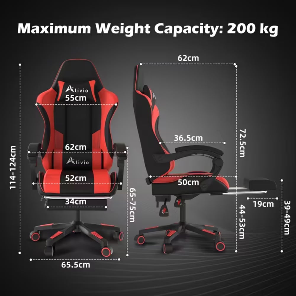 Alivio Red Ergonomic Massage Gaming Chair Image 9