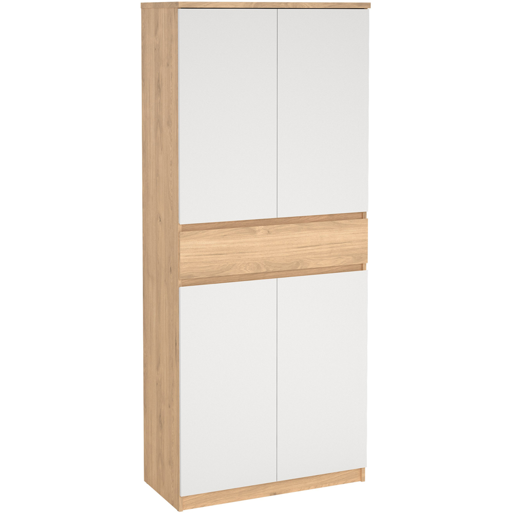 Florence 4 Door Single Drawer Jackson Hickory Oak and White Shoe Cabinet Image 2