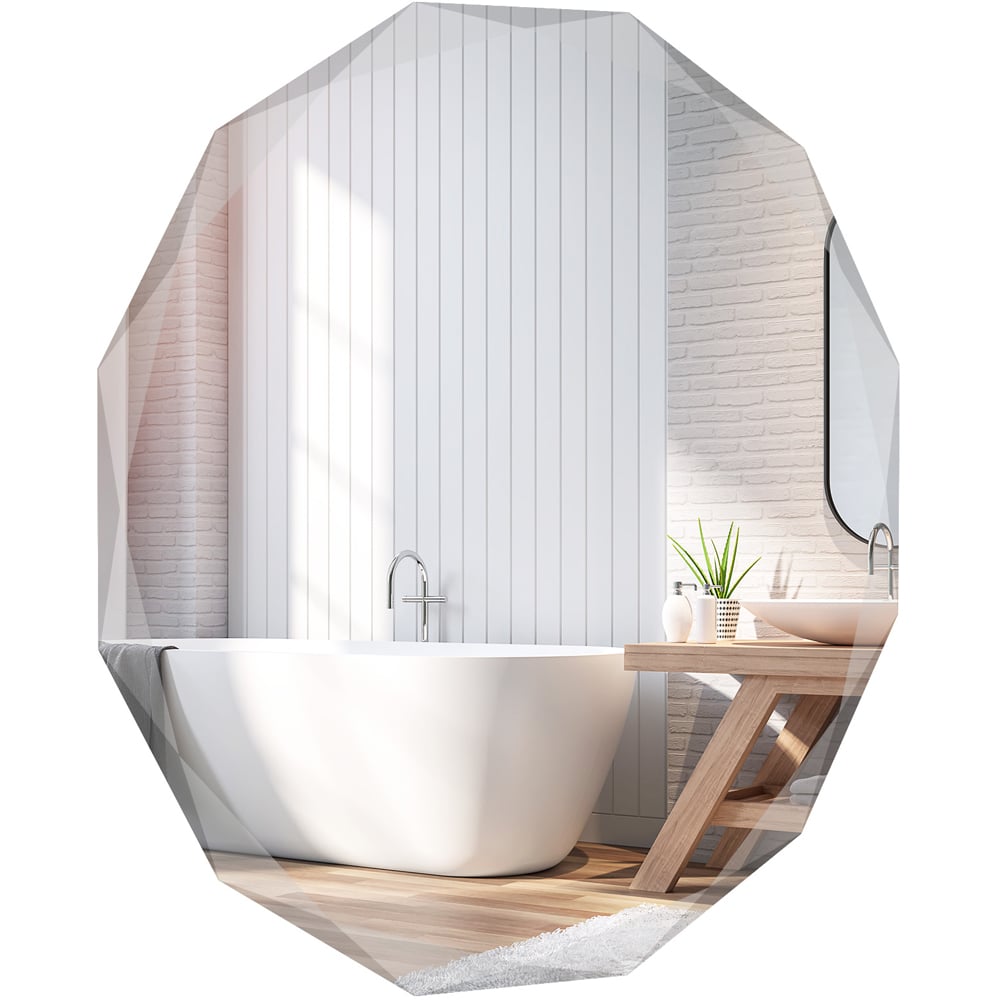 Costway Silver Polished Frameless Wall Mounted Mirror Image 1