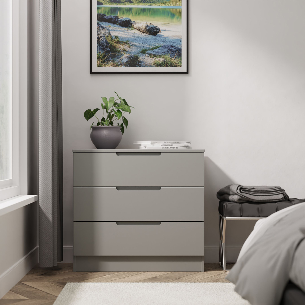 Crowndale Milan 3 Drawer Dusk Grey Chest of Drawers Ready Assembled Image 7