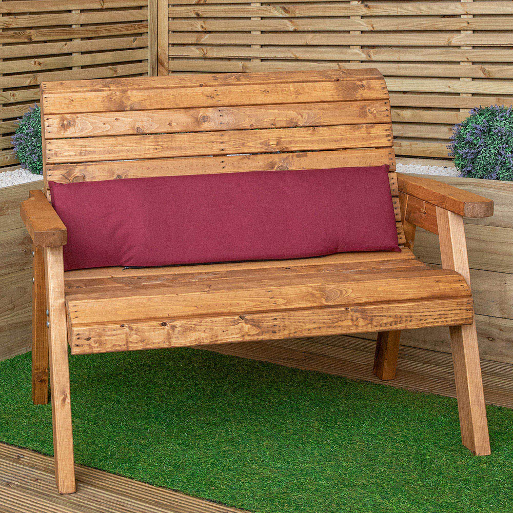 Samuel Alexander 2 Seater Burgundy Wooden Garden Chair Cushion Base 99 x 20cm Image 2