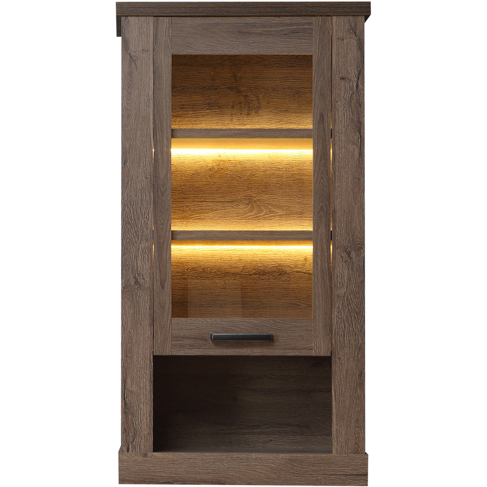 Florence Corona Single Door Tabak Oak Display Cabinet Image 2
