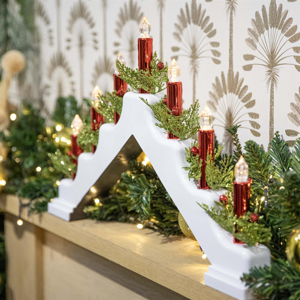 Shatchi Plastic White Candle Bridge 30 x 50 x 6.5cm Image 3