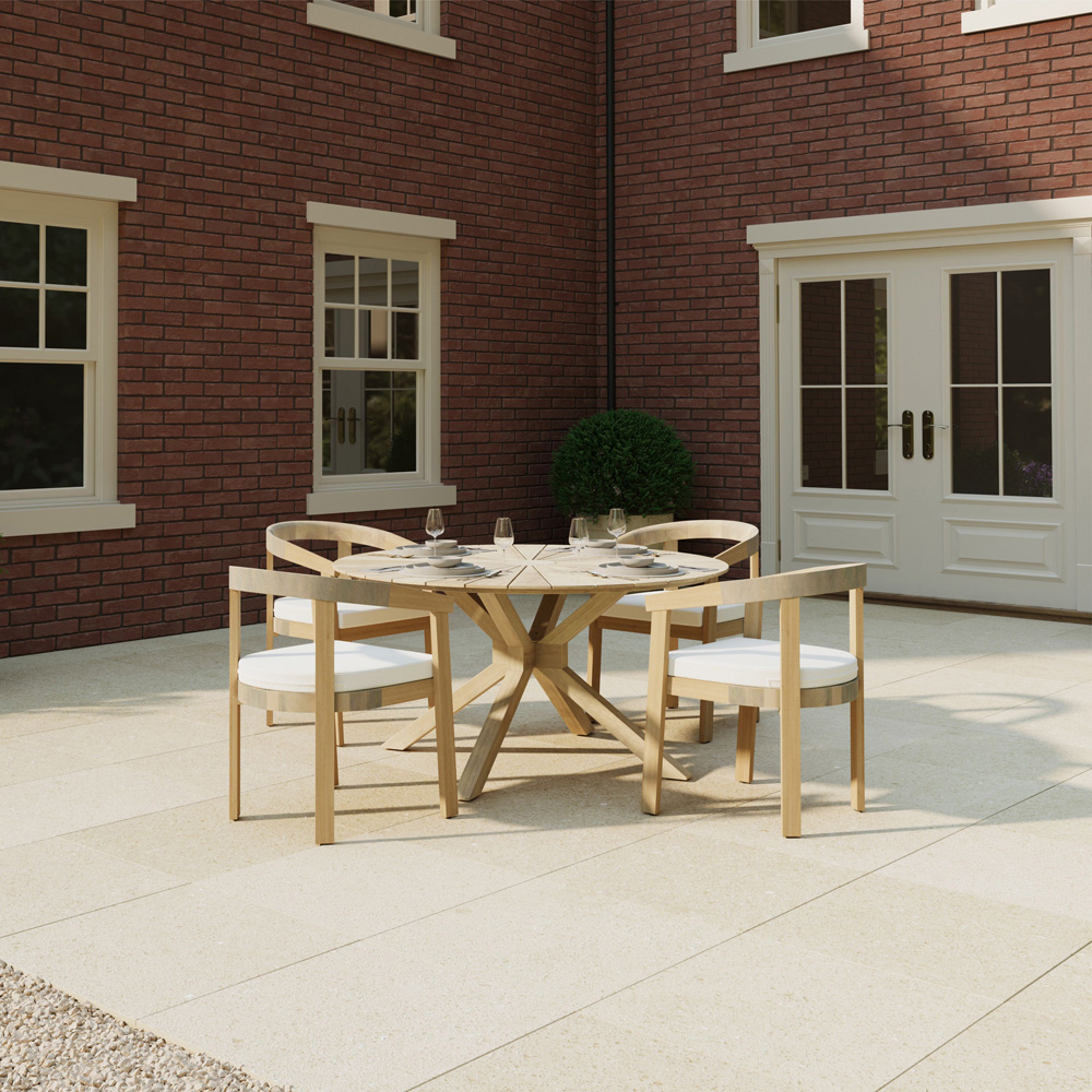 Charles Bentley Delgada 6 Seater Acacia Round Dining Table with Sundial Top Image 5