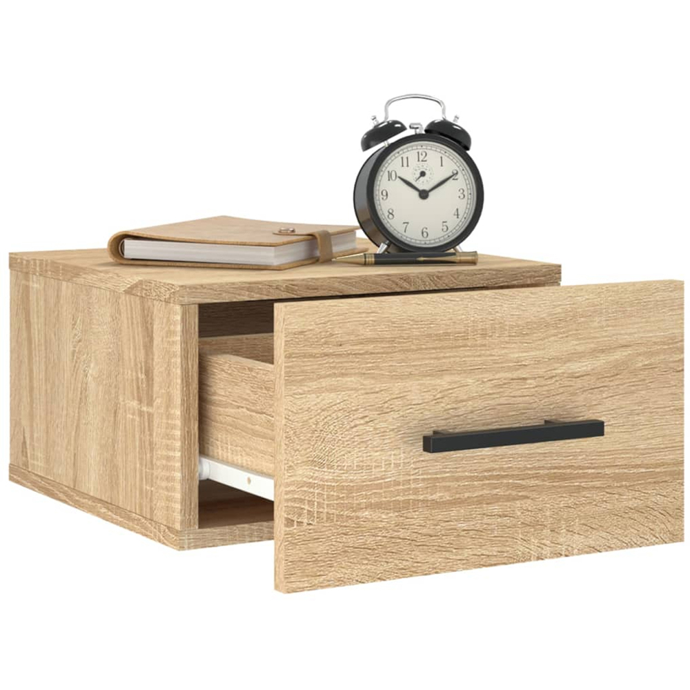 vidaXL Singe Drawer Sonoma Oak Wall Mounted Bedside Table Image 4