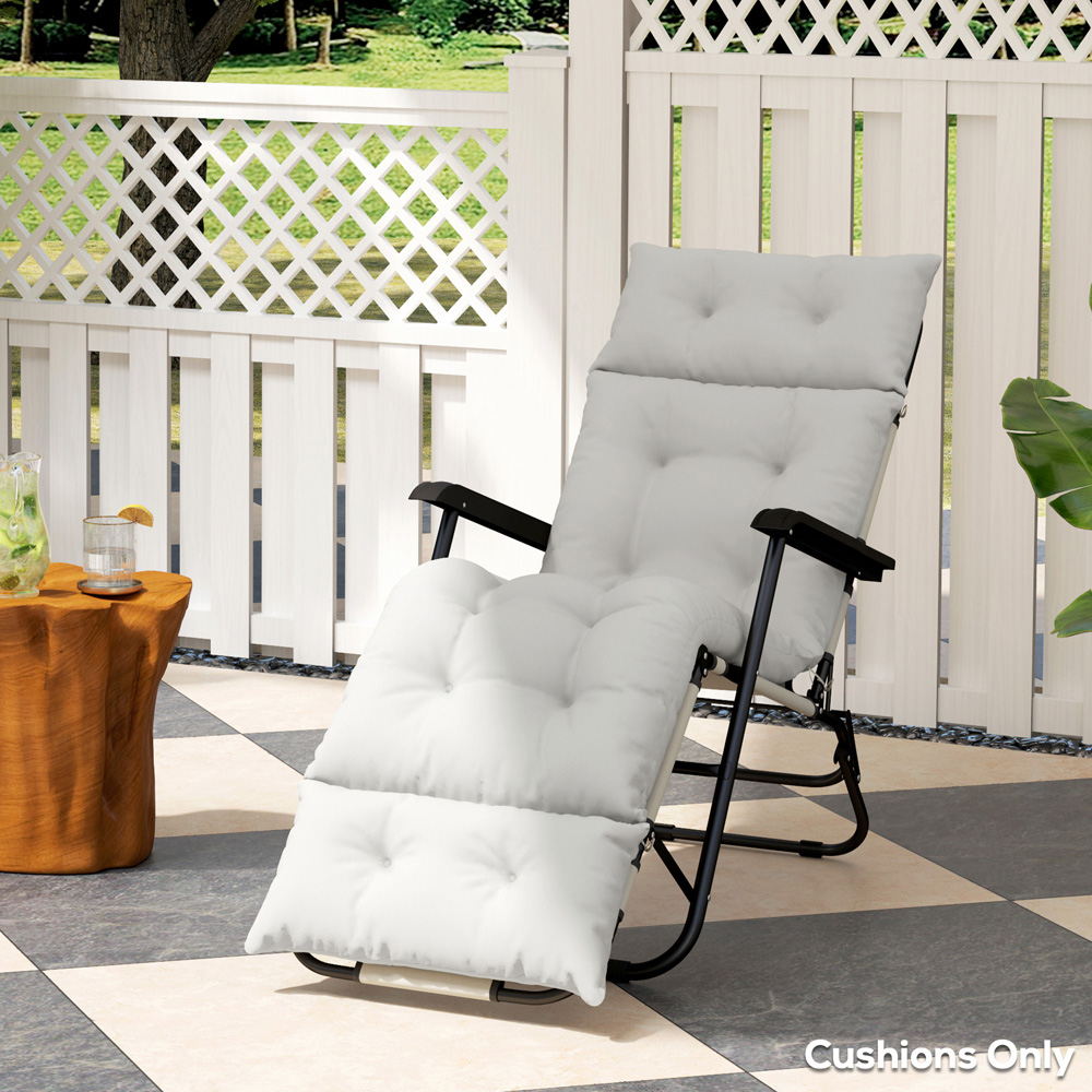 Outsunny Light Grey Sun Lounger Cushion 190 x 56cm Image 2