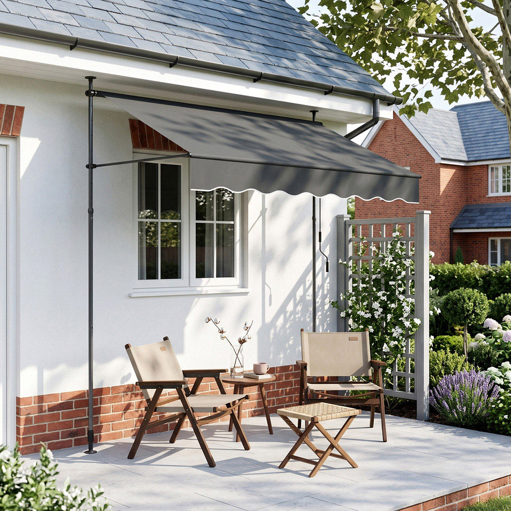 Living and Home Grey Retractable Height Adjustable Awning 2.5m Image 6