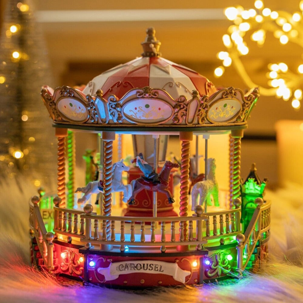Marco Paul LED Christmas Carousel Decoration Ornament with Music Image 2