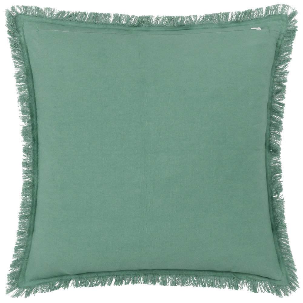 furn. Gracie Teal Velvet Fringed Cushion Image 3