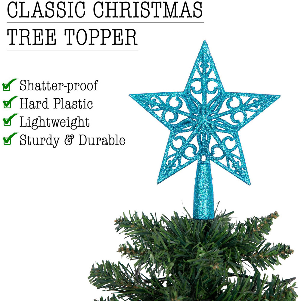 Shatchi Ice Blue Glitter Star Tree Topper Image 3