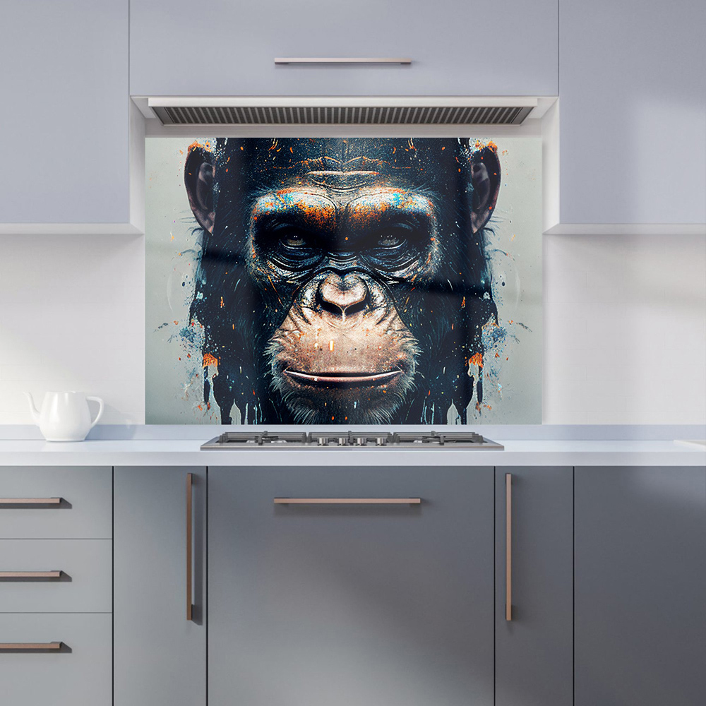 Warren Reed Designer Splashart Gorilla Face Glass Kitchen Splashback 65 x 90cm Image 1
