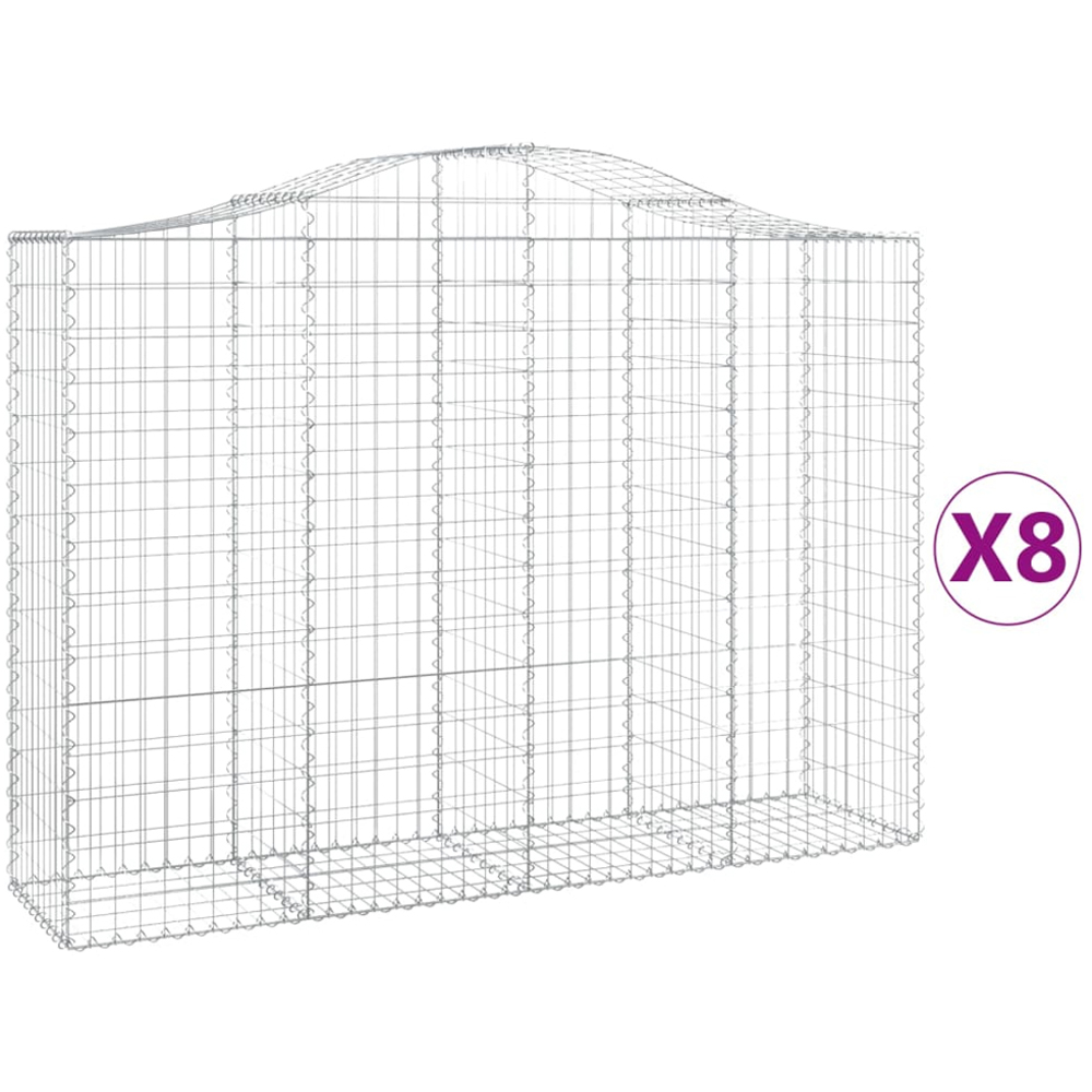 vidaXL Silver Galvanised Iron Arched Gabion Basket 200 x 50 x 140/160cm 8 Pack Image 4