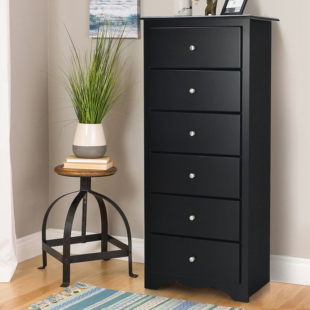 Costway 6 Drawer Black Storage Cabinet Image 1