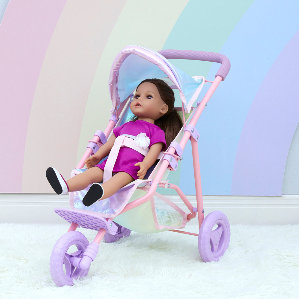 Teamson Kids Olivia's Little World Iridescent Magical Dreamland Baby Doll Jogging Stroller Image 2