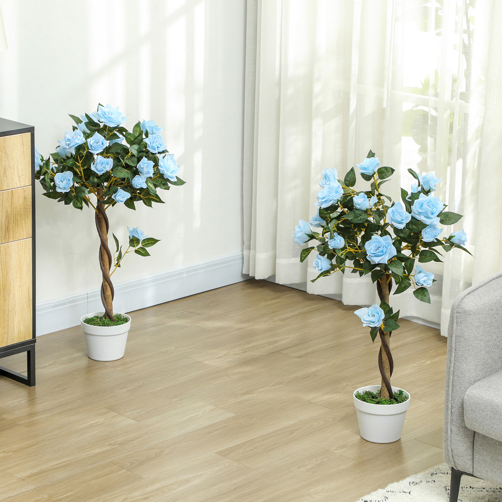 Portland Blue Rose Artificial Tree in Pot 90cm 2 Pack Image 2