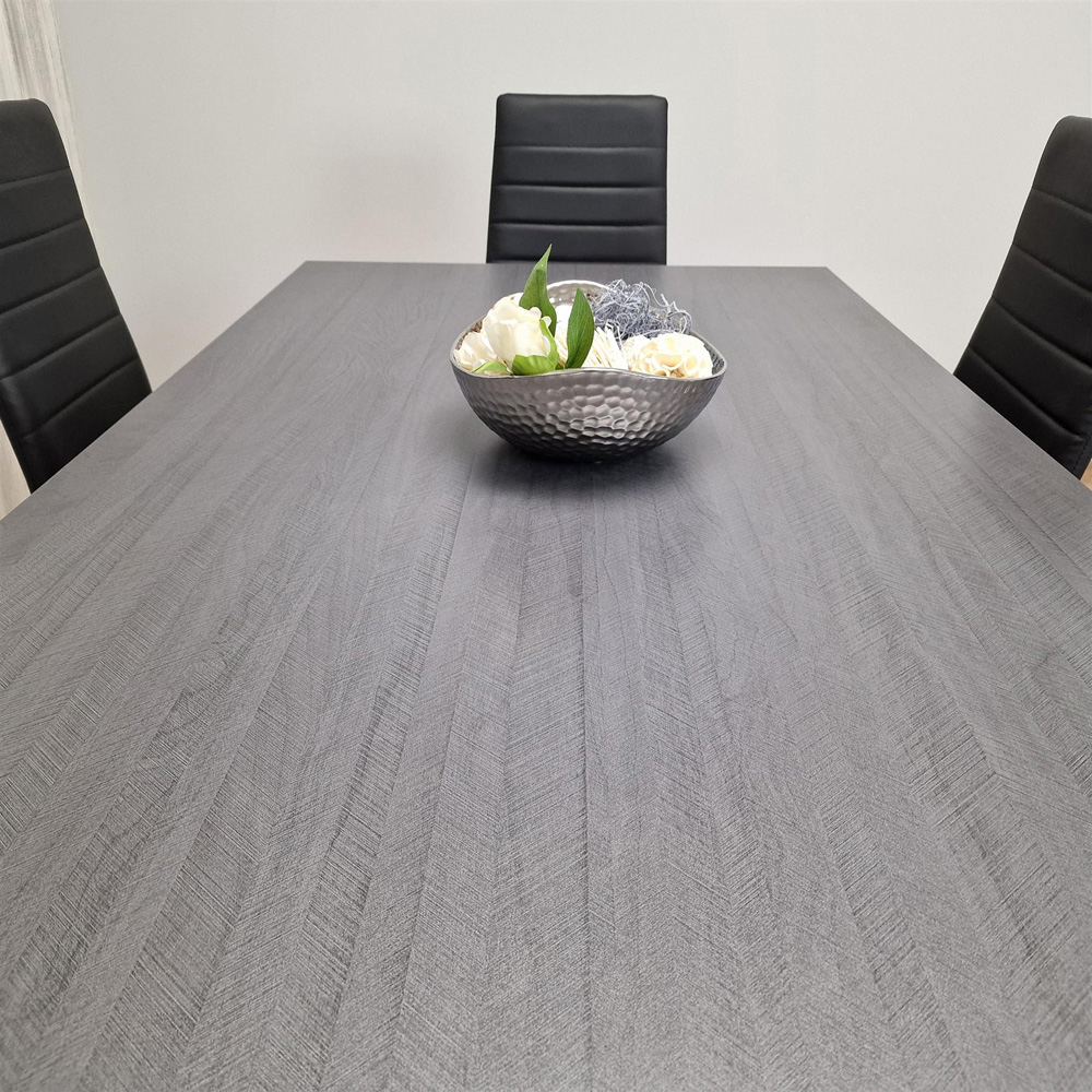 Kosy Koala 6 Seater Faux Leather Arrow Design Dining Set Black and Dark Grey Image 7