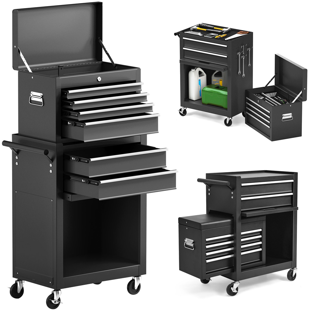 Costway 6 Drawer Black Detachable Tool Storage Cabinet Image 1