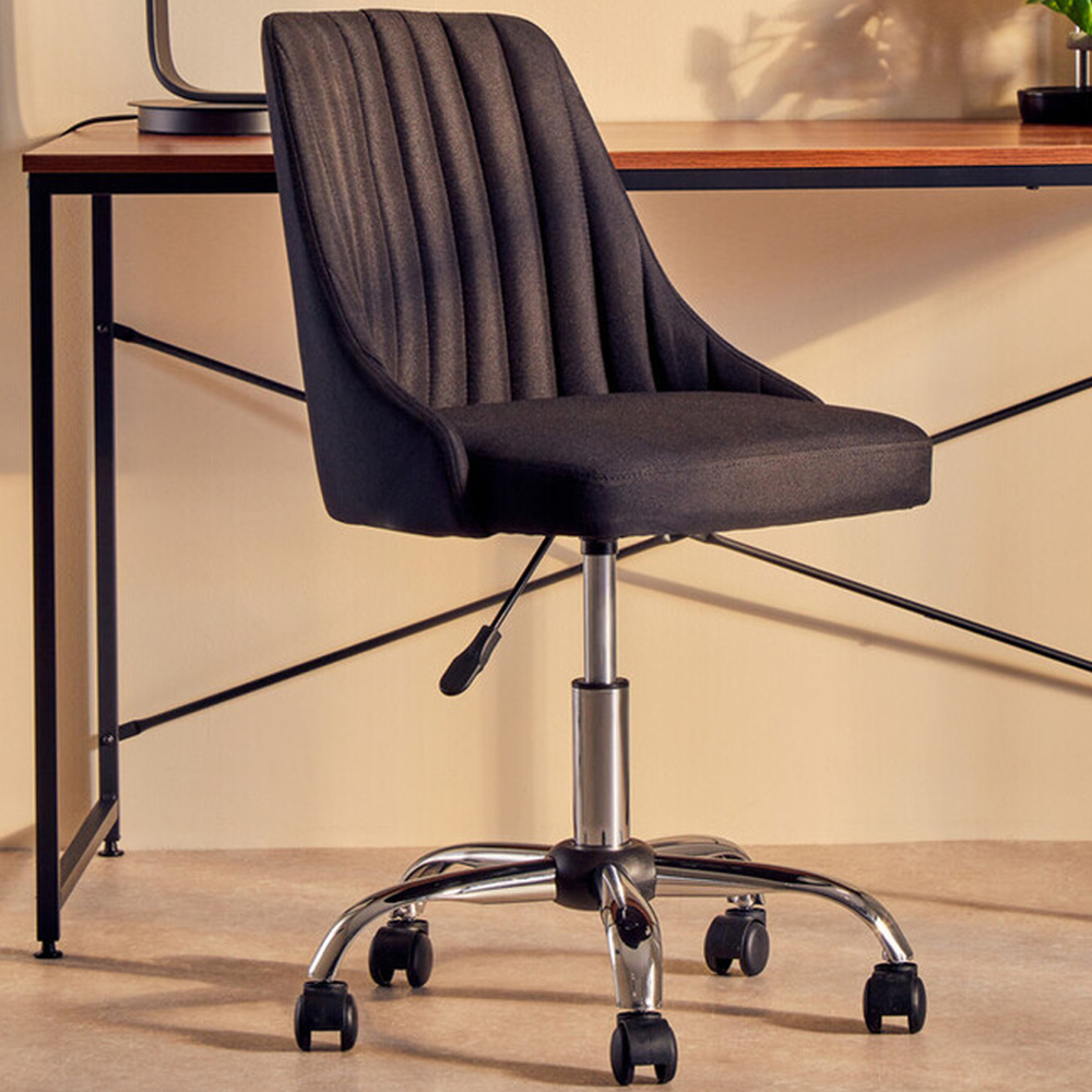 Interiors by Premier Brent Black and Chrome Swivel Home Office Chair Image 1